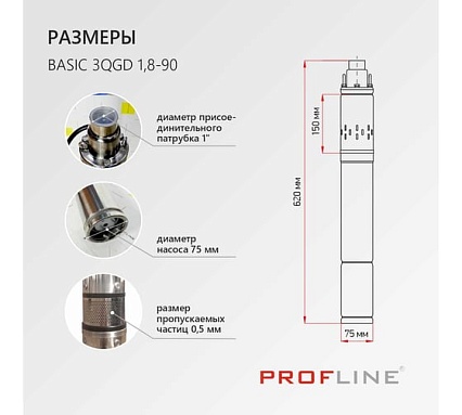 Насос скважинный винтовой PROFLINE BASIC-3QGD 1,8-90 УТ-00047862