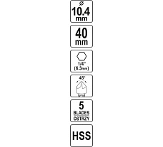 Конический зенкер Yato 10,4мм HEX YT-44723 369444723 092 1