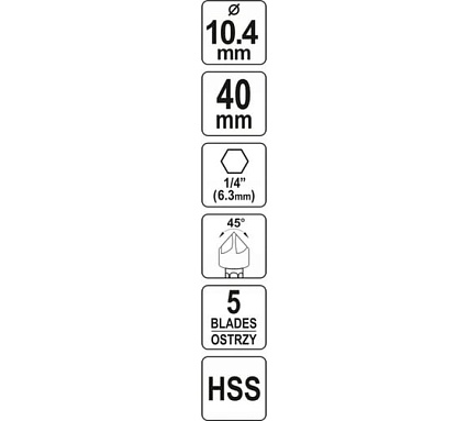 Конический зенкер Yato 10,4мм HEX YT-44723 369444723 092 1