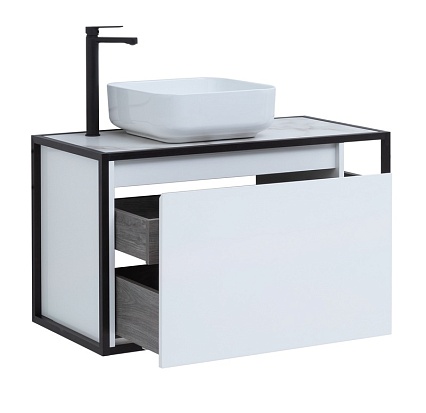 Мебель для ванной Aquanet Nova Lite Loft 90 см со столешницей, чаша слева, белый