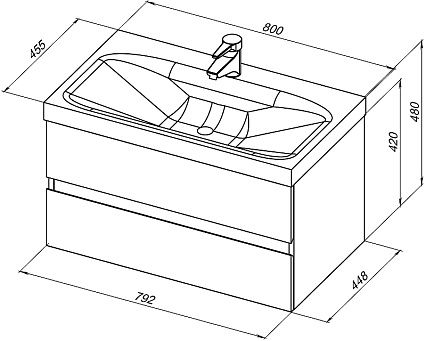 Тумба с раковиной Aquanet Беркли 80 см