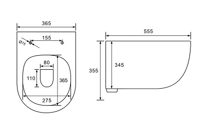Подвесной унитаз Vincea Evo VT1-34 555x365x355 безободковый
