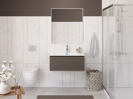 Тумба с раковиной BelBagno Uno 80 см 1 ящик, Бежевый матовый