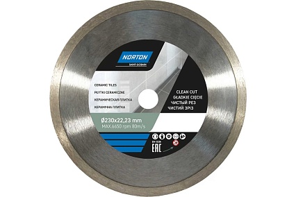 Алмазный диск со сплошной кромкой 230x22.2, керамическая плитка NORTON 70184601277