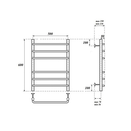 Полотенцесушитель водяной Point PN09156 П6 50x60, хром