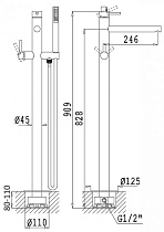 Напольный смеситель Cezares Leaf CZR-B-VDP-01 с душем, хром