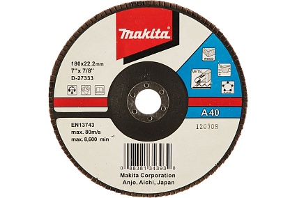 Диск лепестковый для УШМ (180х22 мм; К40) Makita D-27333