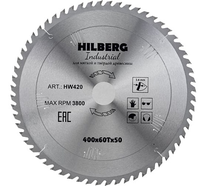 Диск пильный по дереву Industrial (400х50 мм; 60Т) Hilberg HW420