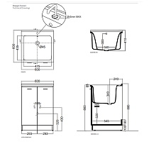 Раковина Kerasan Aquadom 60х60 см, 1 отв. для постирочной 029401*1