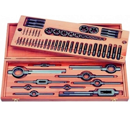 Набор резьбонарезного инструмента ZIRA No 6022 HSS, UNC 1/4"-1 1/2", деревянный кейс, 58 предметов ZI-450310