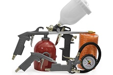 Пневматический набор Pegas Pneumatic 5 предметов: краскораспылитель, пистолет для подкачки шин, продувочный и моющий пистолет 2801