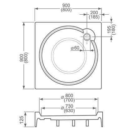 Поддон для душа Roltechnik SaniPro ALOHA-P 80x80 квадратный