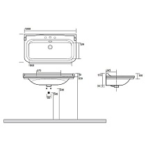 Раковина Kerasan Waldorf 4142K1bi/cr*1 100 см белый/хром (с 1 отв. под смеситель)