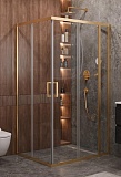 Душевой уголок Cezares MOLVENO-AH-21-90+30-C-BORO-IV 120x90 прозрачный, брашированное золото