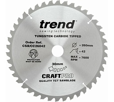 Пильный диск 260 мм 42 зуба Trend CSB/CC26042