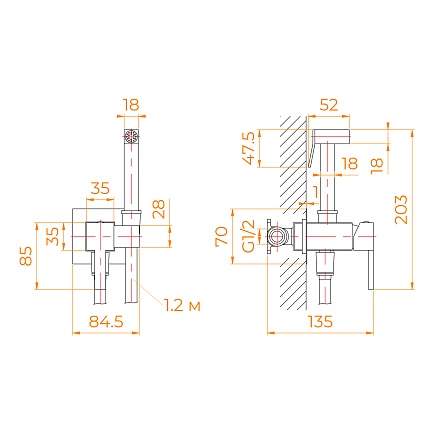 Смеситель RGW SP-212Gr с гигиеническим душем, серый brush 581408212-11