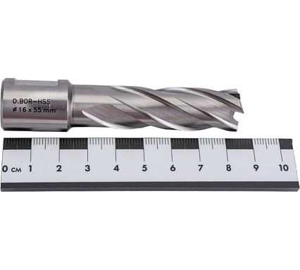 Сверло корончатое HSS по металлу (16х55/88 мм; Weldon 19) D.BOR CD-HSS-055-016-W