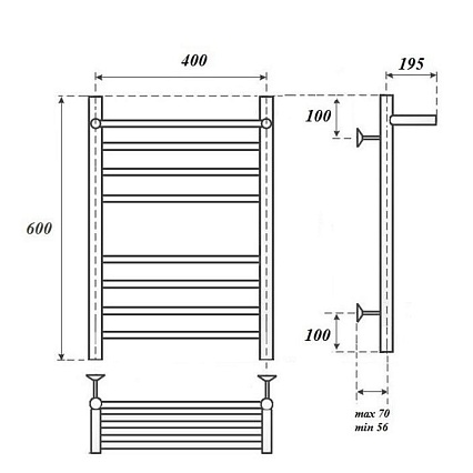 Полотенцесушитель электрический Point PN10146SPE П7 40x60 с  полкой, хром