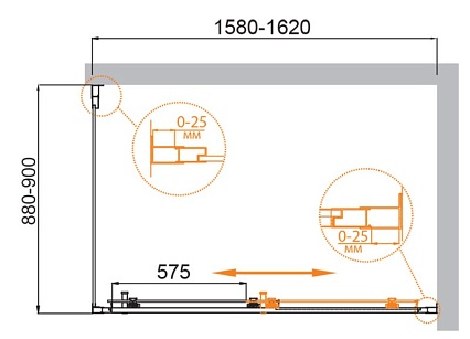 Душевой уголок Cezares MOLVENO-AH-11-160/90-C-Cr-IV 160x90 прозрачный