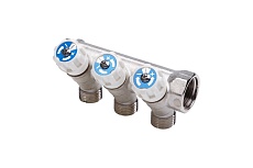 Резьбовой коллектор с вентилями Aqualink вн-нар 3/4, 1/2x4 4478