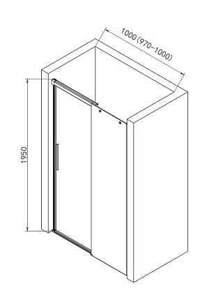 Душевая дверь AQUAme AQM4803-10 100x195, прозрачное, хром