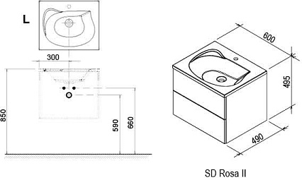 Мебель для ванной Ravak Rosa II 60 см белый