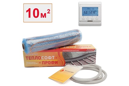 Нагревательный мат ТеплоСофт Профи 10м.кв. 1500Вт с электронным терморегулятором 101500/3