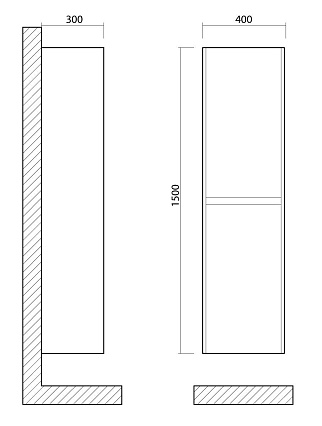 Шкаф пенал Art&Max Family-M 40 см, Iron Stone Family-M-1500-2A-SO-IS