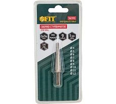 Сверло ступенчатое по металлу HSS Co (4-12 мм; 9 ступеней) FIT 36391