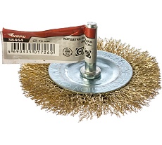 Дисковая прямая корщетка КУРС для дрели со шпилькой 75 мм 38464