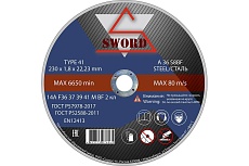 Круг отрезной по металлу (10 шт; 230x1.8x22.2 мм; A 36 S8BF) SWORD AR 230A36-10