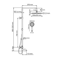 Душевая стойка WasserKRAFT A188.256.207.PG Thermo с термостатом, глянцевое золото