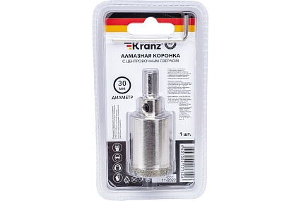 Коронка алмазная 30 мм по керамограниту с центровочным сверлом Kranz KR-92-0010