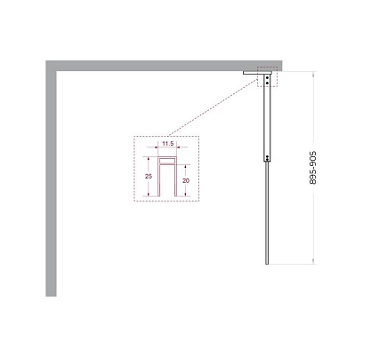 Душевая перегородка Belbagno UNO-L-1-TB-90-BR-Cr 90x200 бронза, хром