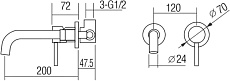 Cмеситель для раковины Orange Karl M05-722b с внутренней частью
