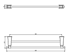 Полотенцедержатель Art&Max Genova AM-M-035-CR 60 см двойной, хром