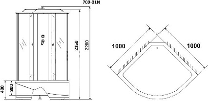 Душевая кабина Niagara NG-709-01N 100x100 стекло прозрачное, белая полоса