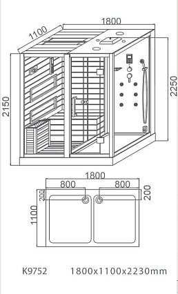 Финская сауна Cerutti SPA Albano Nero K9752L 180x110, черный, левая