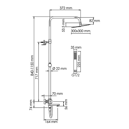 Душевая стойка WasserKRAFT A199.118.103.087.CH Thermo с термостатом, хром