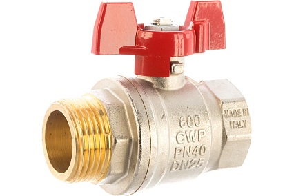 Шаровой кран RUB 1" DN25 PN40, ВР-НР, серия MILANO (S.90), бабочка S90F26