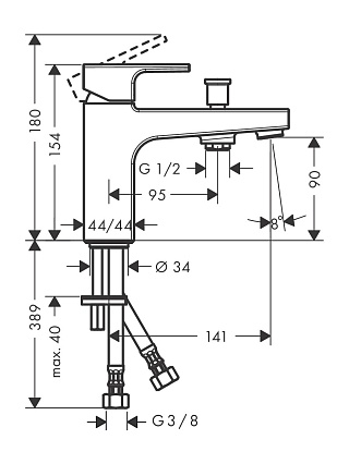 Смеситель на борт ванны Hansgrohe Vernis Shape 71463000 хром