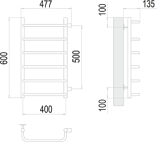 Полотенцесушитель водяной Terminus Стандарт П6 400x600 БП500, 4670078530325