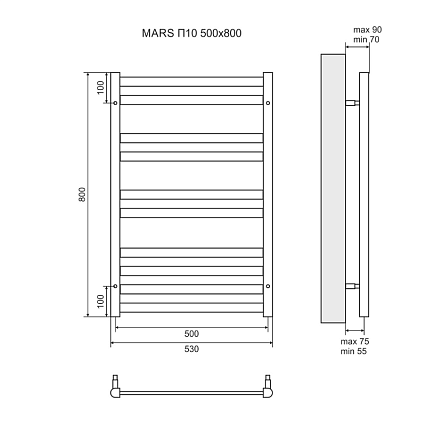 Полотенцесушитель электрический Lemark Mars LM35810E П10 50x80