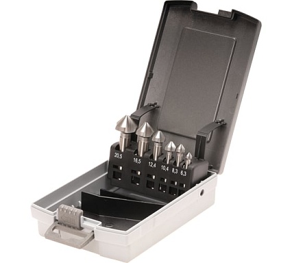 Набор зенковок 90° (6 шт; 6.3, 8.3, 10.4, 12.4, 16.5, 20.5; HSS) Bucovice Tools 741806