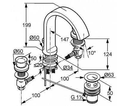 Смеситель для раковины Kludi Joop 551430505