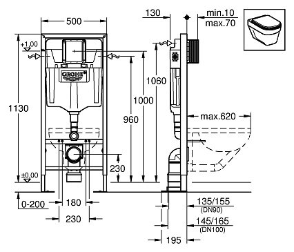 Инсталляция для унитаза Grohe Rapid SL 38584001