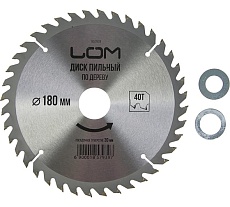 Диск пильный по дереву, стандартный рез, 180x30 мм, кольца на 20/16 мм, 36 зубьев ЛОМ 1857939