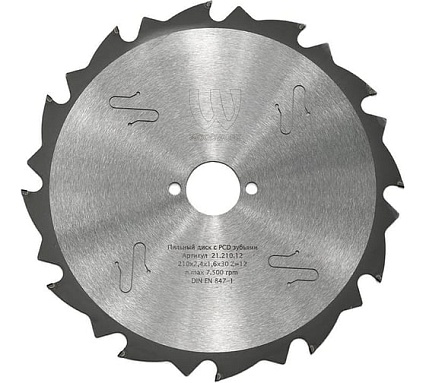 Пильный диск с PCD зубьями 210x2.4x1.6x30 мм, Z=12 WOODWORK 21.210.12