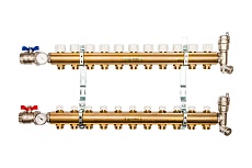 Распределительный коллектор из латуни без расходомеров 11 вых. STOUT SMB 0468 000011