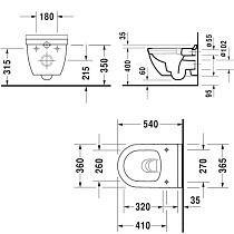 Подвесной унитаз Duravit Starck 3 Rimless (с крышкой SoftClose) 45270900A1